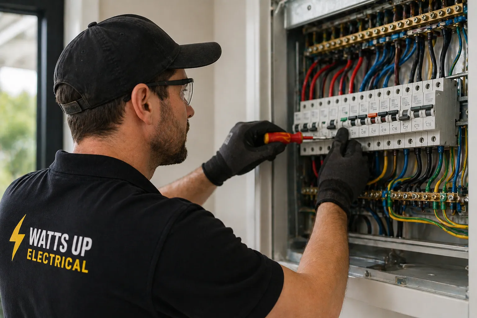 Watts Up Electrical technician arriving at a residential property
