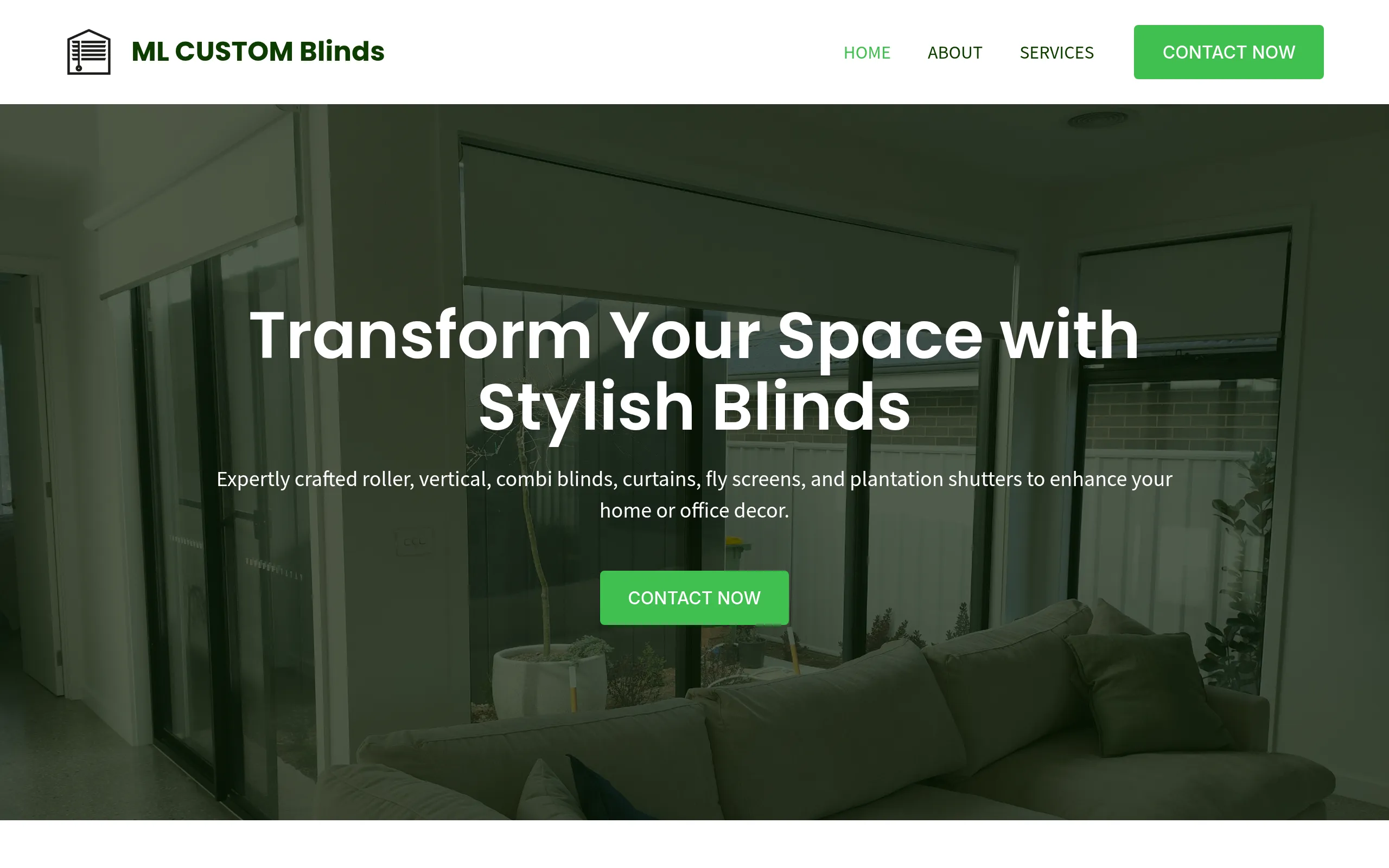 ML CUSTOM Blinds website screenshot